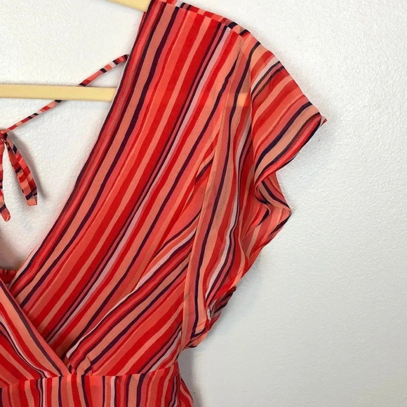 Guess New Women’s XS Marrah Striped Flutter-Sleeve Top - Picture 7 of 10